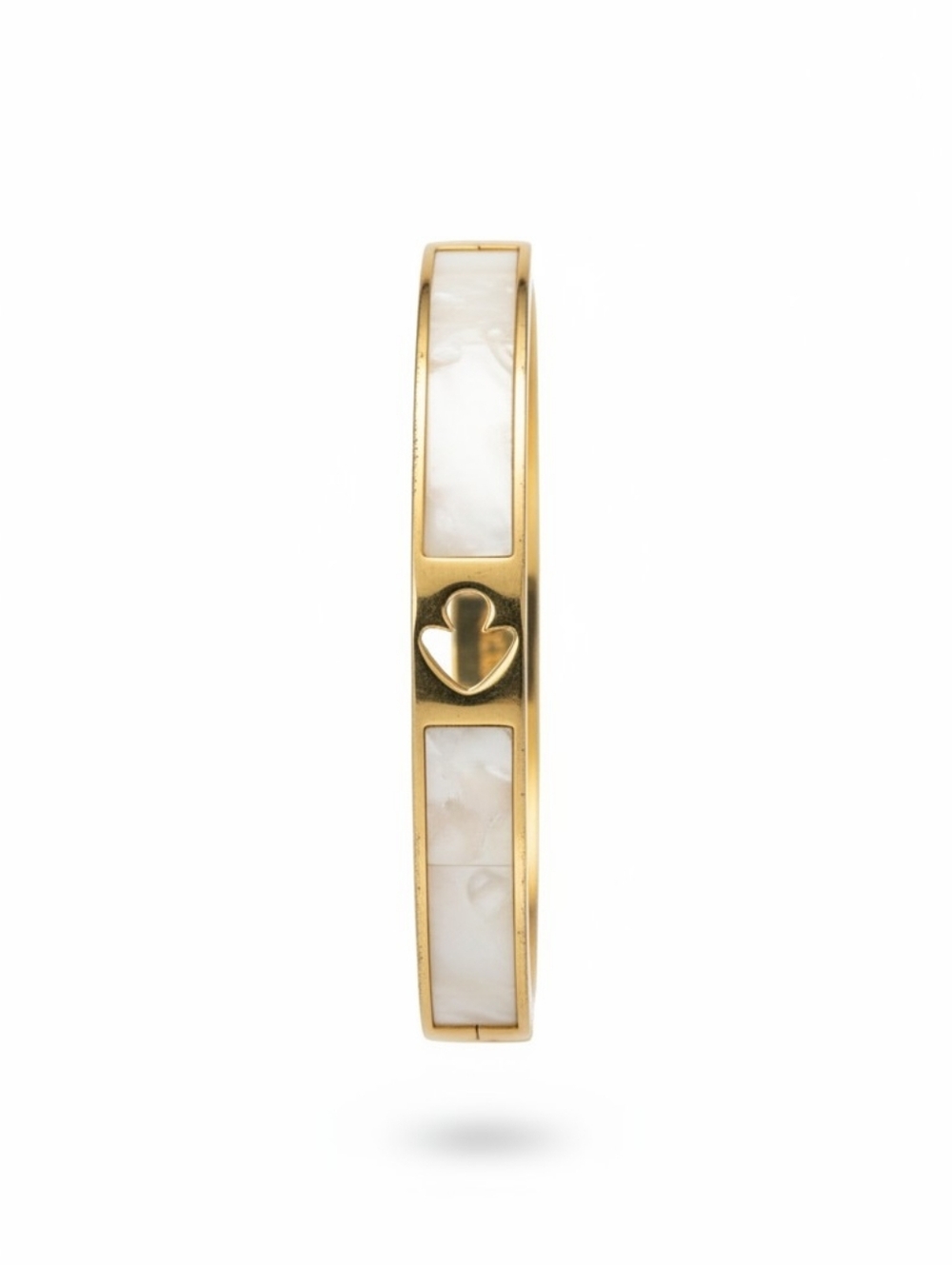 Nwt kate spade Gold-Tone Bangle with Mother-of-Pearl Inlay and Heart Motif